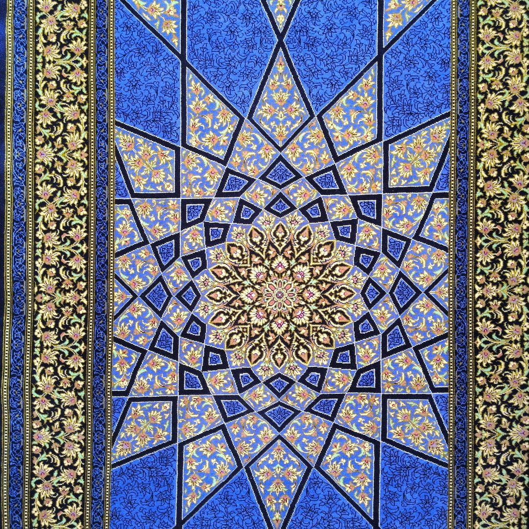 118x77cmペルシャ絨毯(5)・クム産・ギャッベ・絹・じゅうたん・