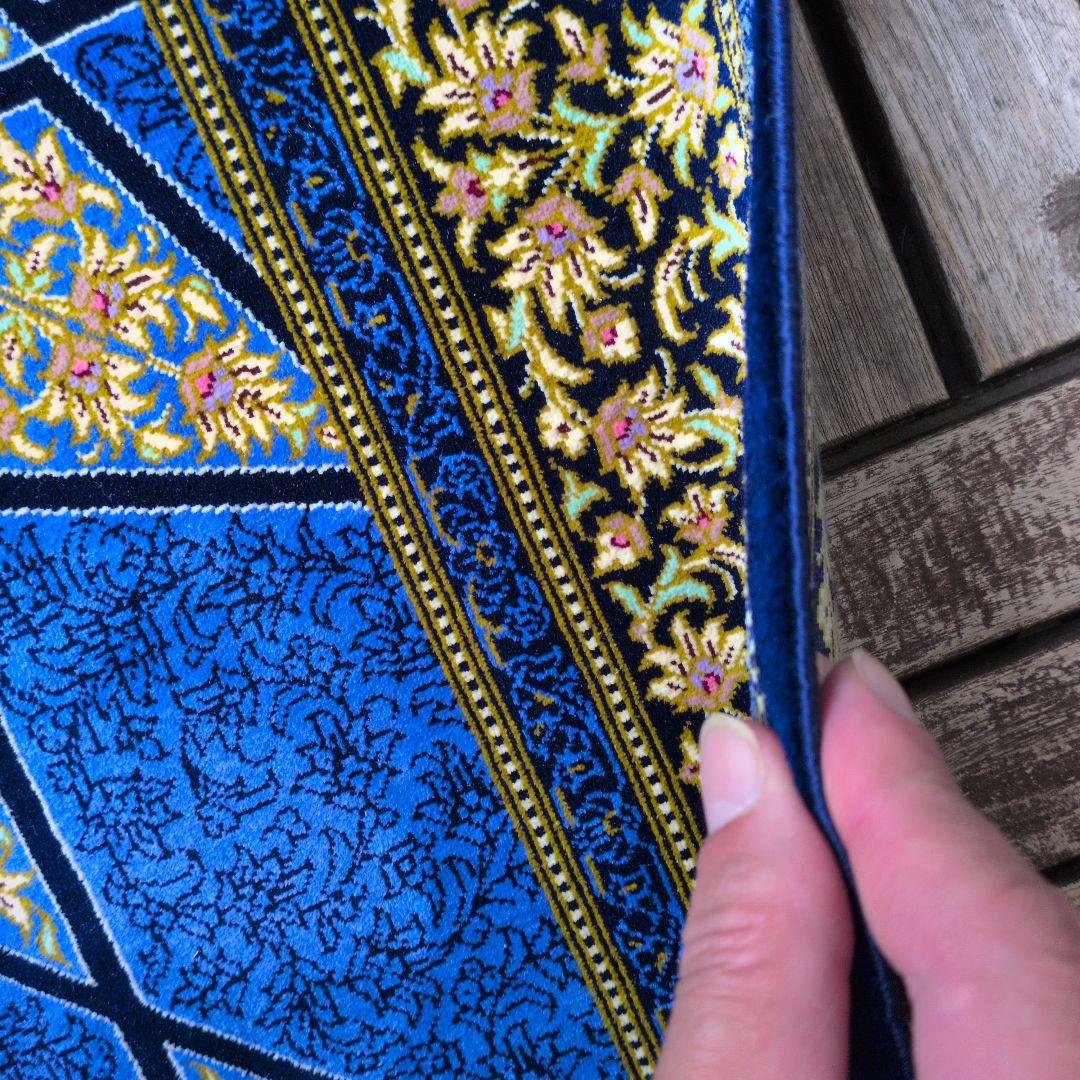 118x77cmペルシャ絨毯(5)・クム産・ギャッベ・絹・じゅうたん・