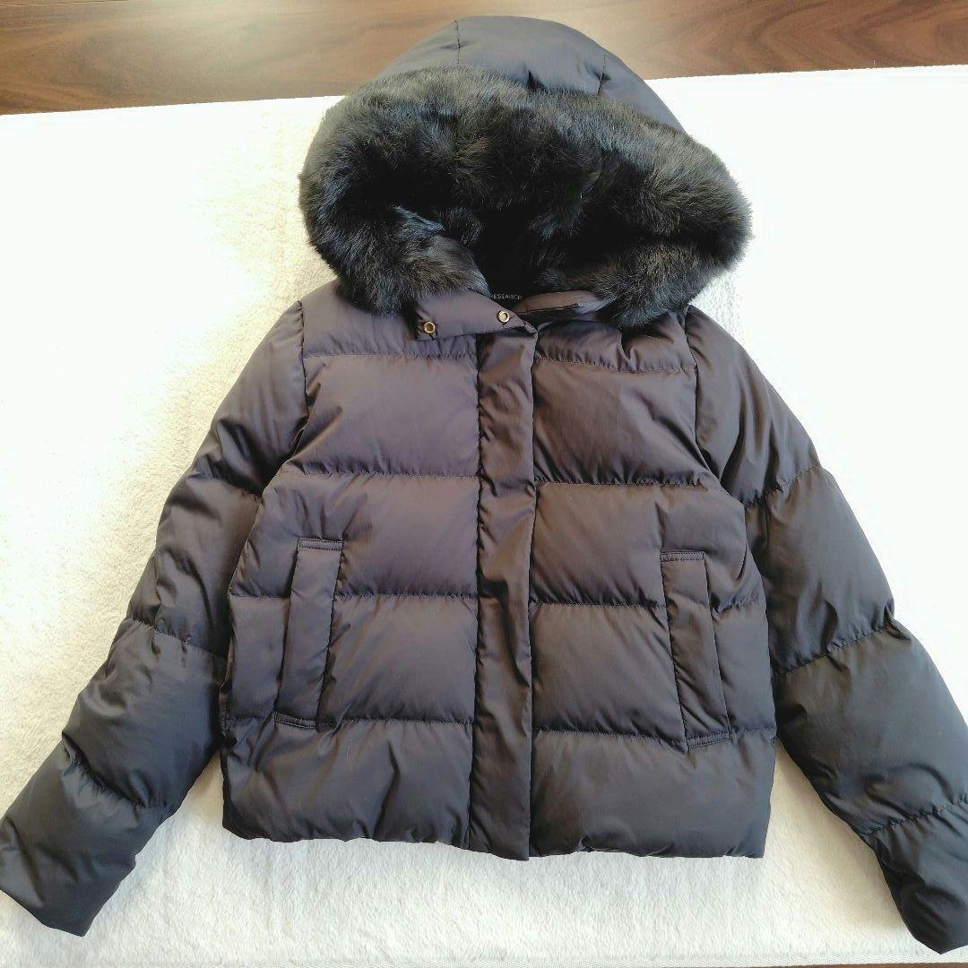 アーバンリサーチ ラビットファー ショートダウン 黒 38 M ジャケット