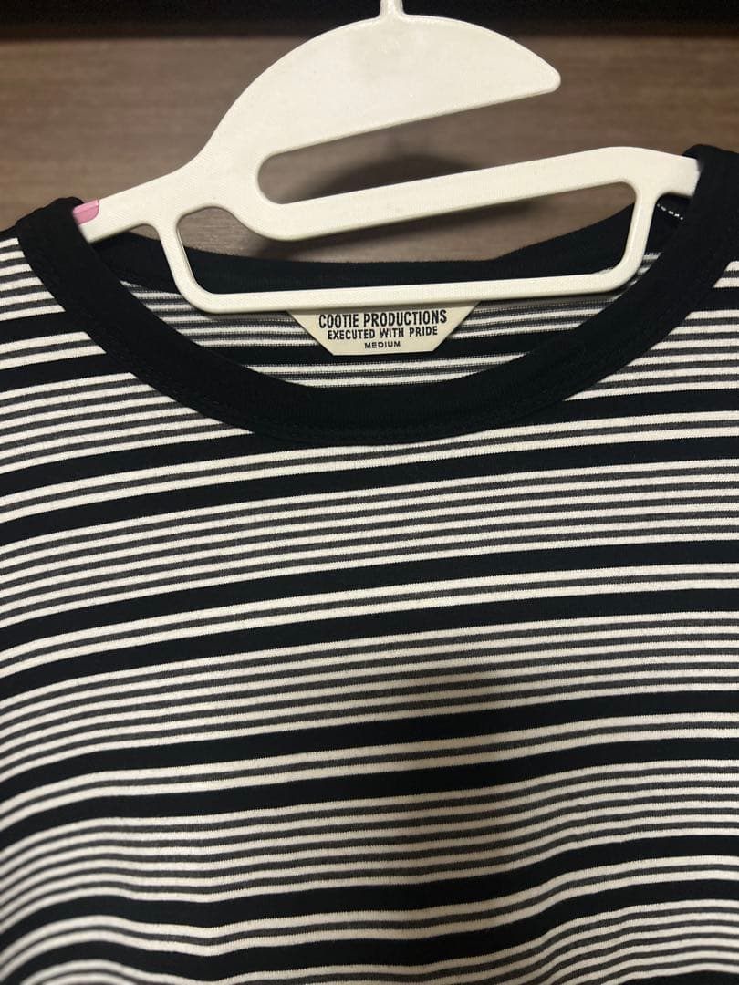 トップス COOTIE Supima Border Oversized L/STee