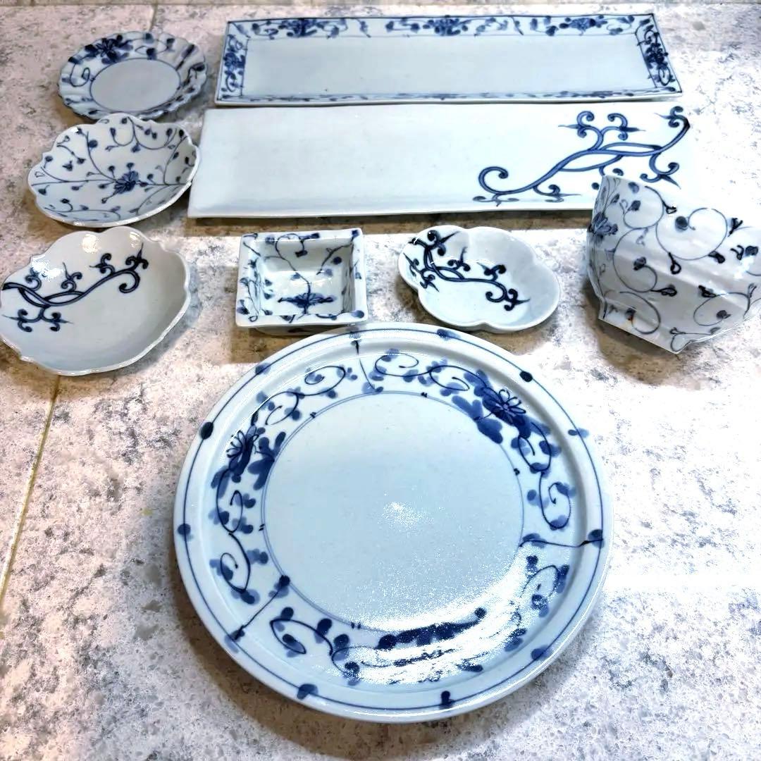 有田焼 岡晋吾デザイン 染付 和食器12点セット 新品