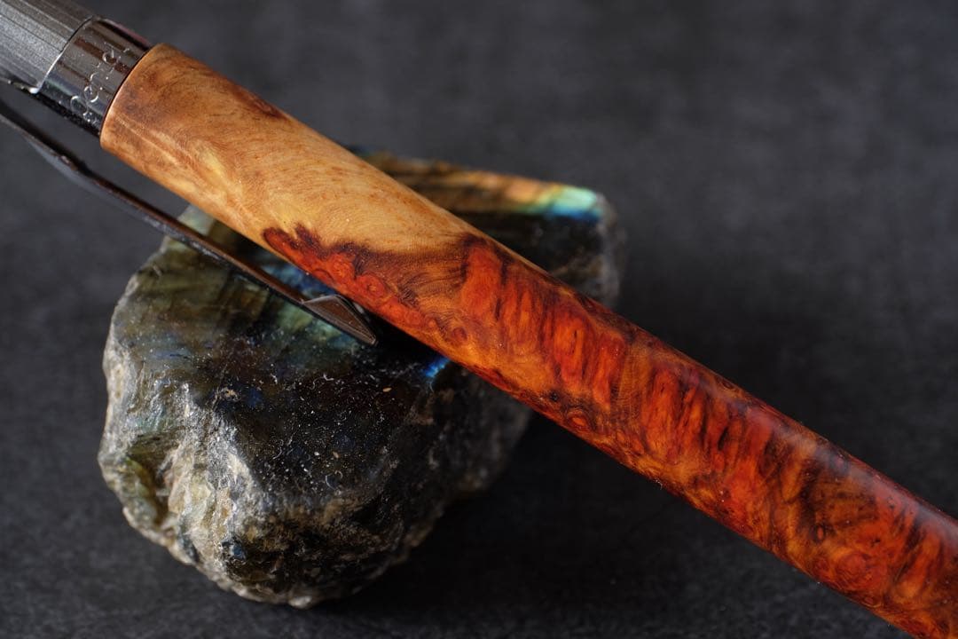 PG5木軸カスタム0174　高村杢工房 製図用シャープペンシル　花梨瘤　紅白