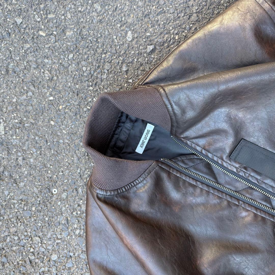 joint Worksブラウンレザーボンバージャケット　M