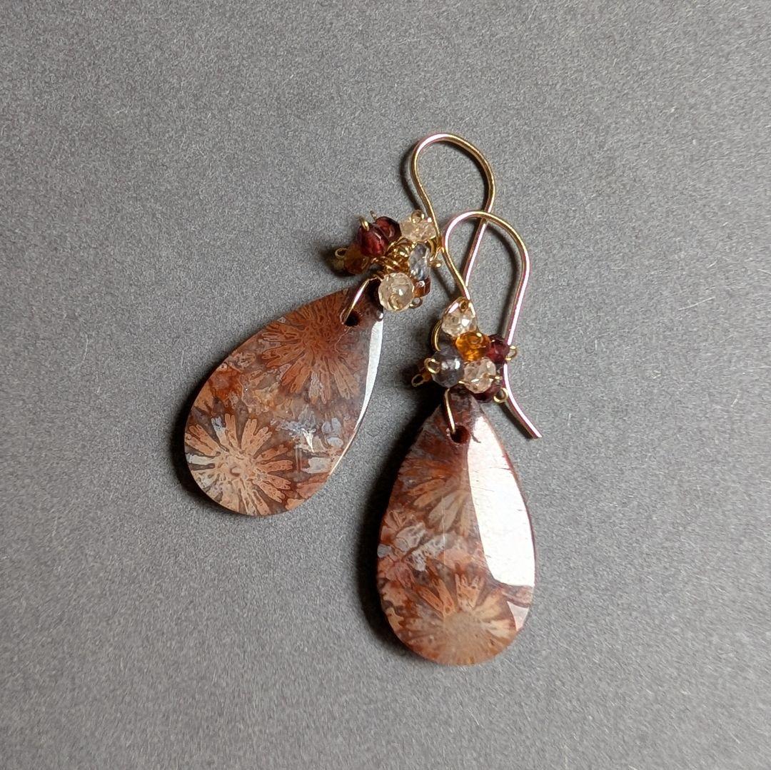 フォッシルコーラル ピアス