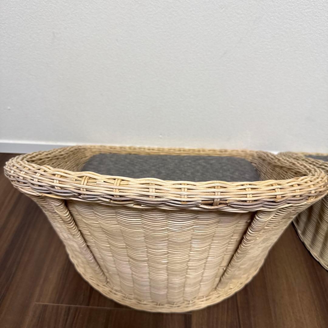 【良品】関家具 フロアチェア 座椅子 ラタン ２脚セット