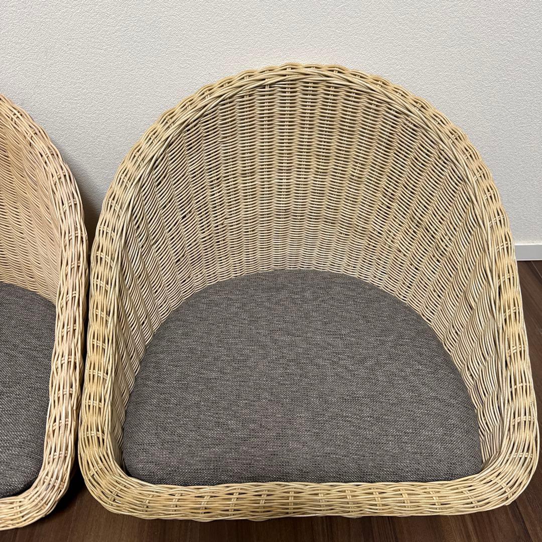 【良品】関家具 フロアチェア 座椅子 ラタン ２脚セット