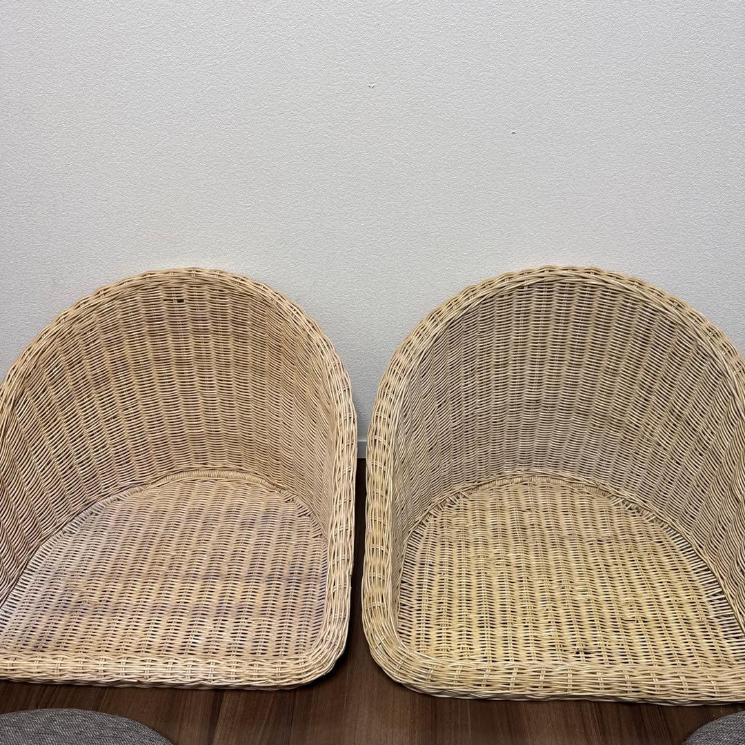 【良品】関家具 フロアチェア 座椅子 ラタン ２脚セット