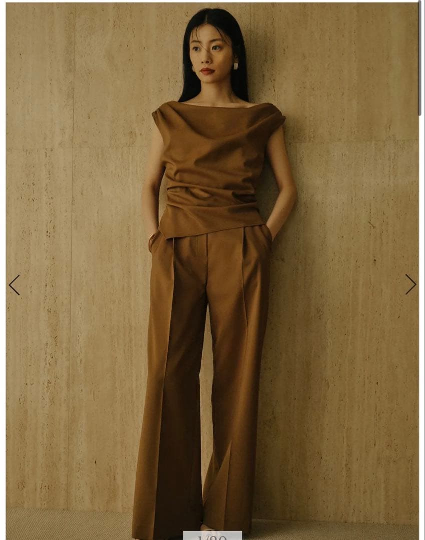 アシメドレープオールインワン　チャコールグレー