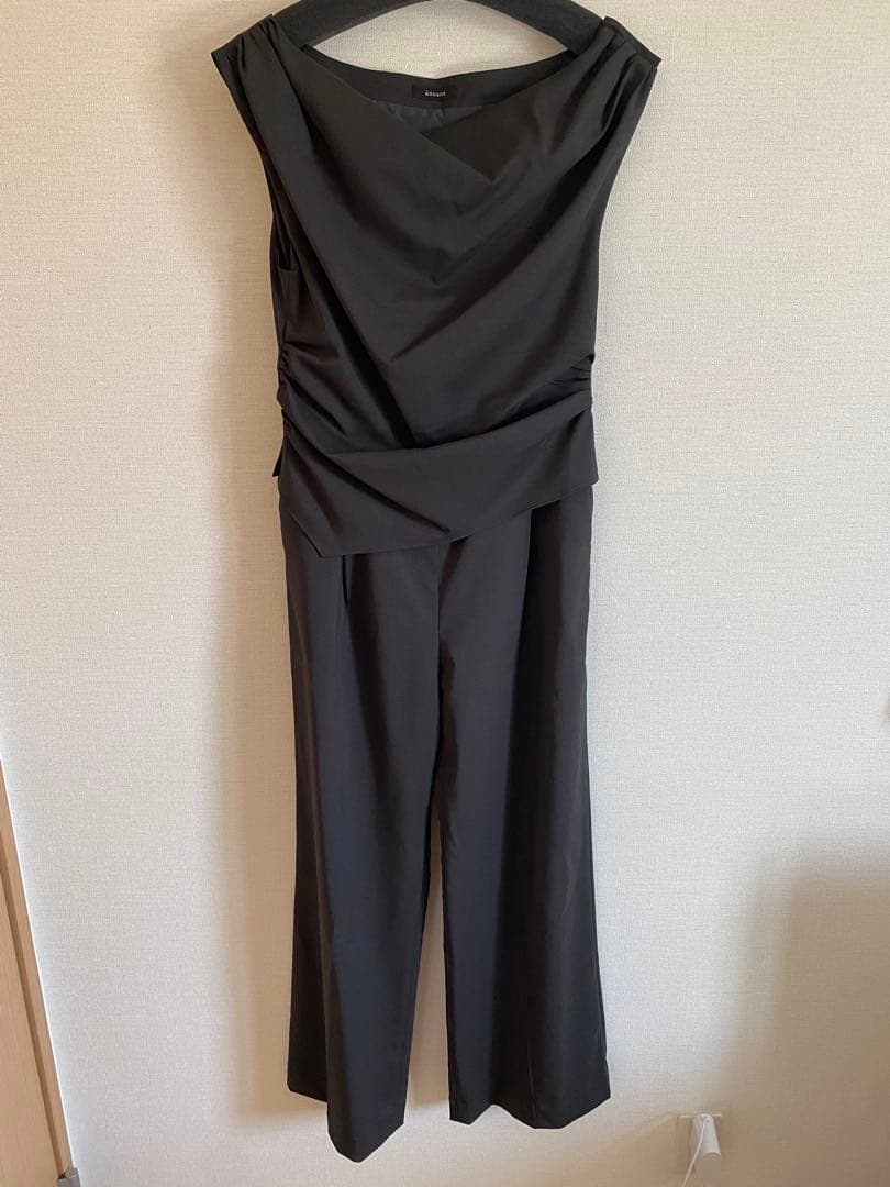 アシメドレープオールインワン　チャコールグレー