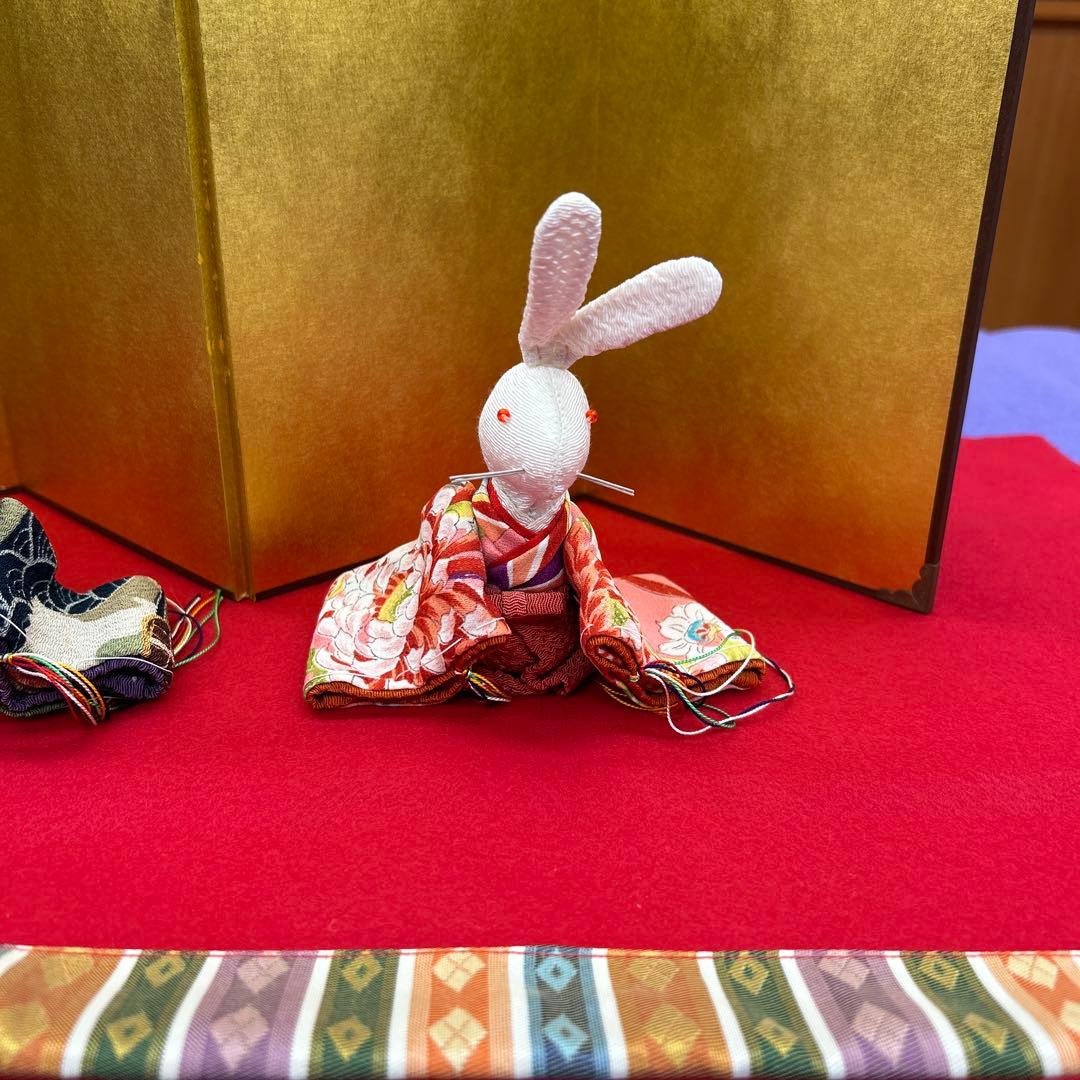 【350】うさぎの雛人形 金屏風付き＊