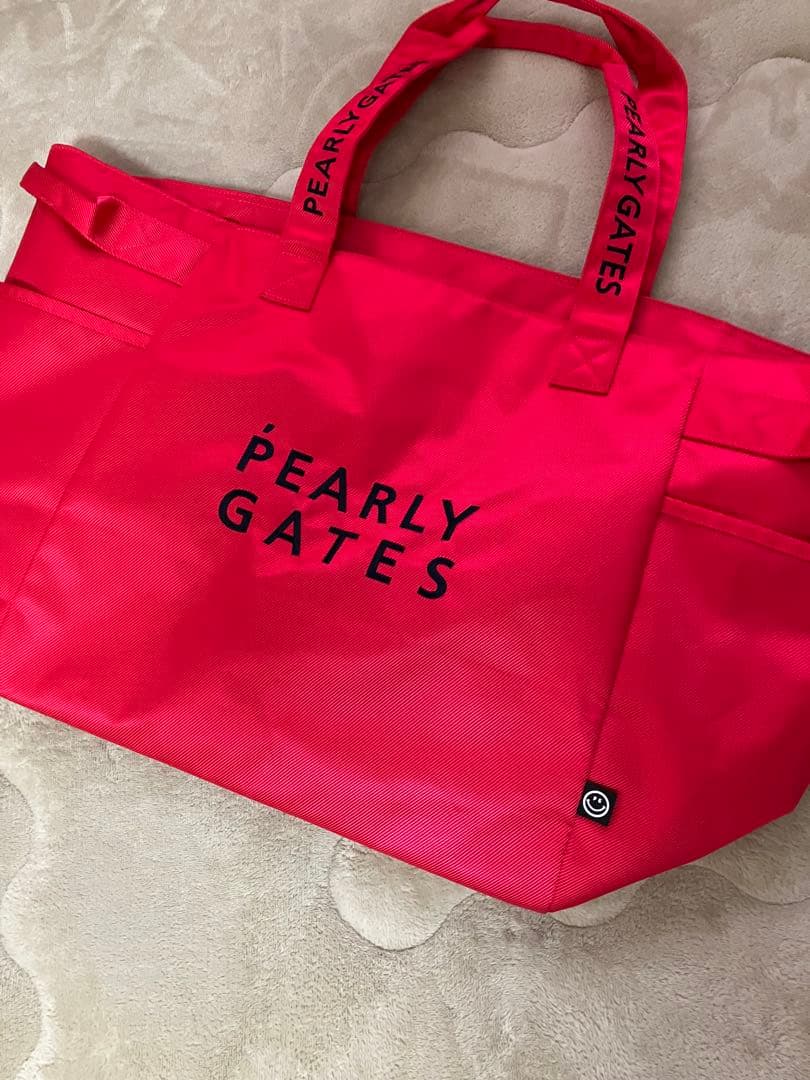 PEARLY GATES ロゴ入りピンクトートロッカーバッグ