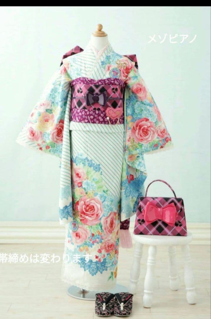 本日限定お値下げ☆ブランドメゾピアノ着物と帯☆七五三　ハーフ成人式　ブルー