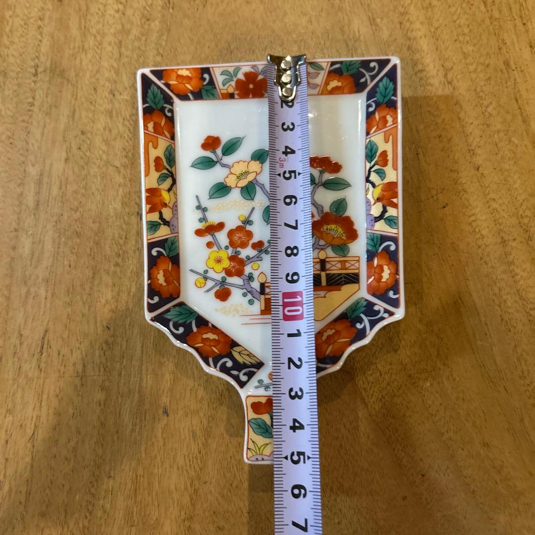 有田焼 醍醐窯　伊万里絵付　金彩花鳥文 羽子板皿　五枚