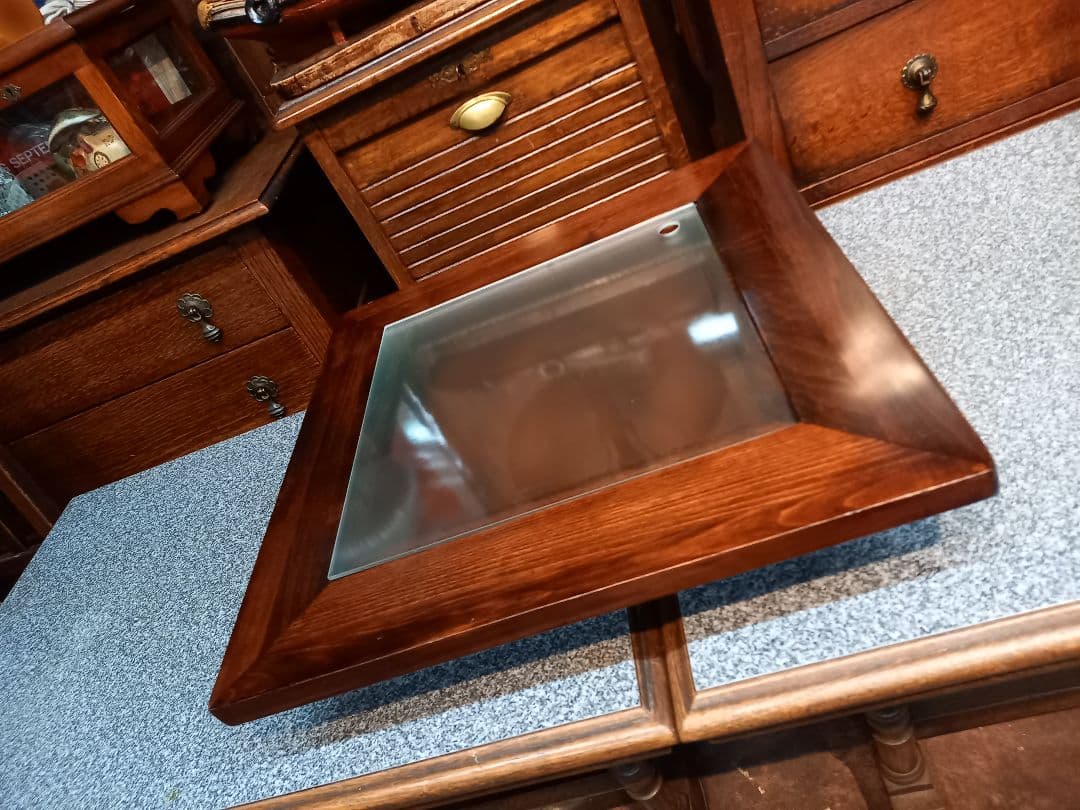 希少　和モダン　ショーケース　硝子　座卓　サイド　テーブル　民芸