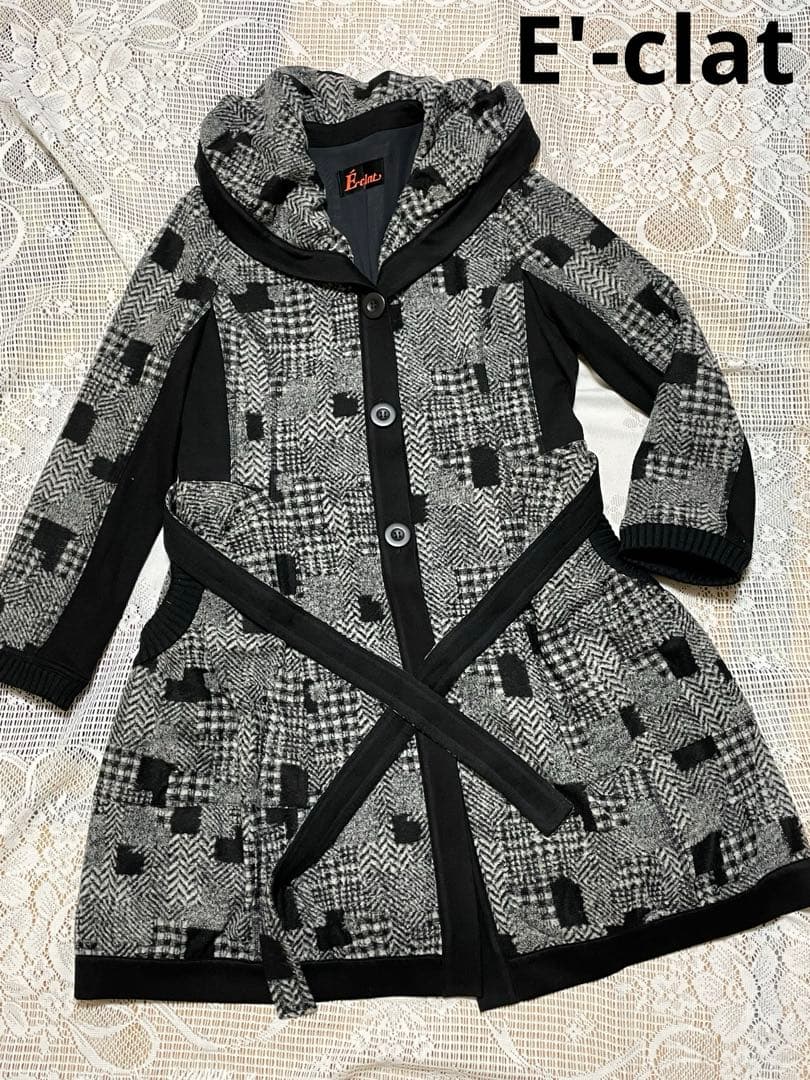 エイココンドウ　E'-clatウールロングコート　ベルト付き