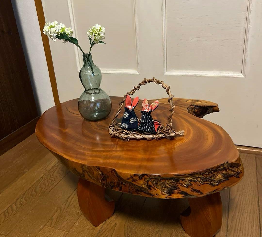 天然木　一枚板　座卓　テーブル　ちゃぶ台　花台　盆栽台　飾り棚