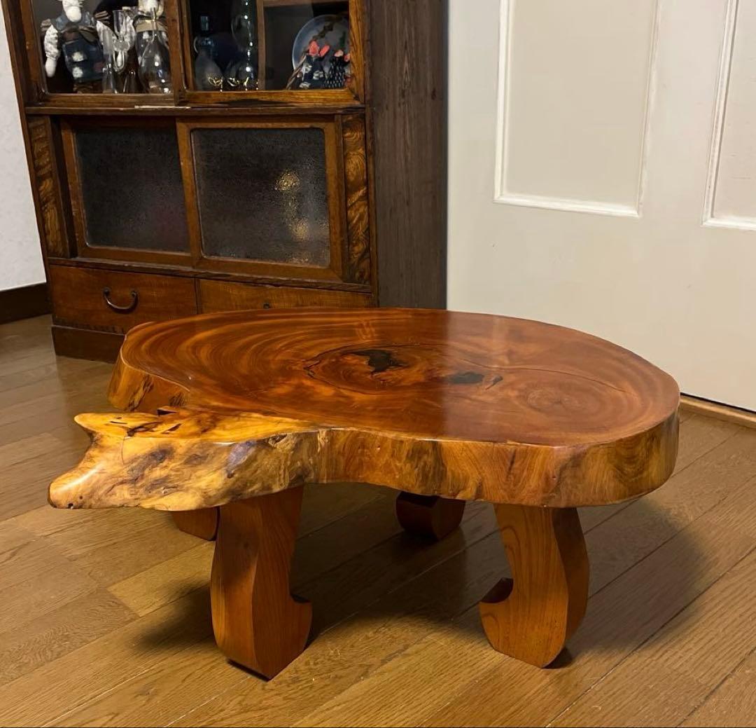 天然木　一枚板　座卓　テーブル　ちゃぶ台　花台　盆栽台　飾り棚