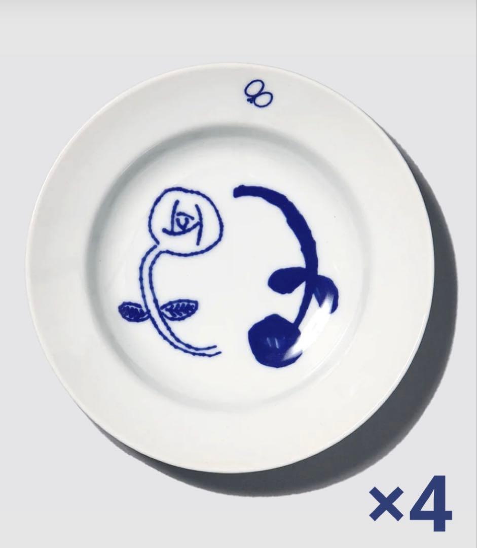 ミナペルホネンRemake Deep Plate 「咲いている花にただ笑ふ」4枚