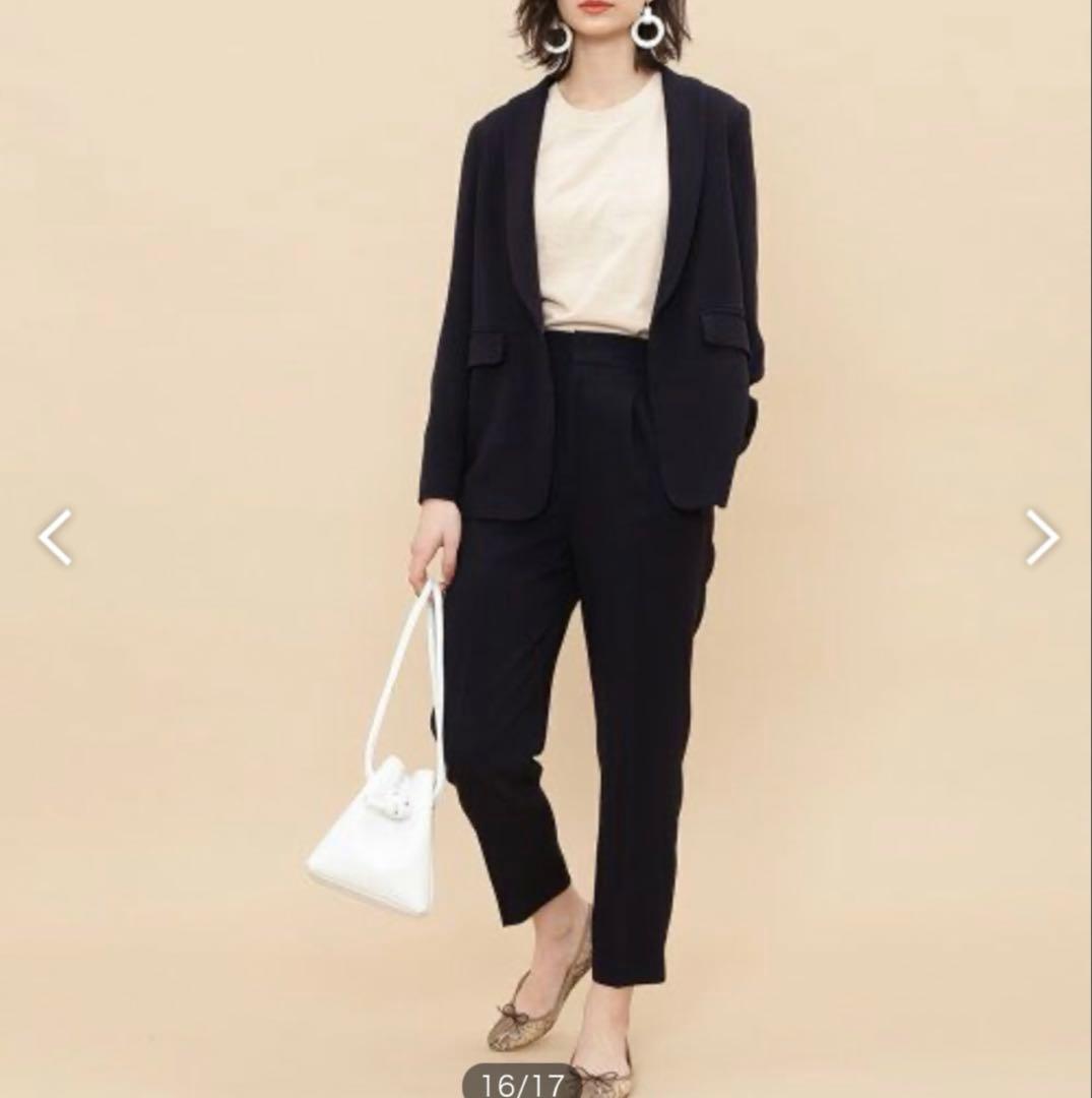 ADAM ET ROPE バックサテンショールカラージャケット パンツ