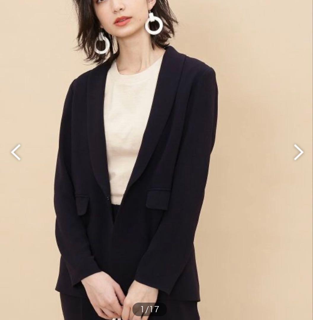 ADAM ET ROPE バックサテンショールカラージャケット パンツ