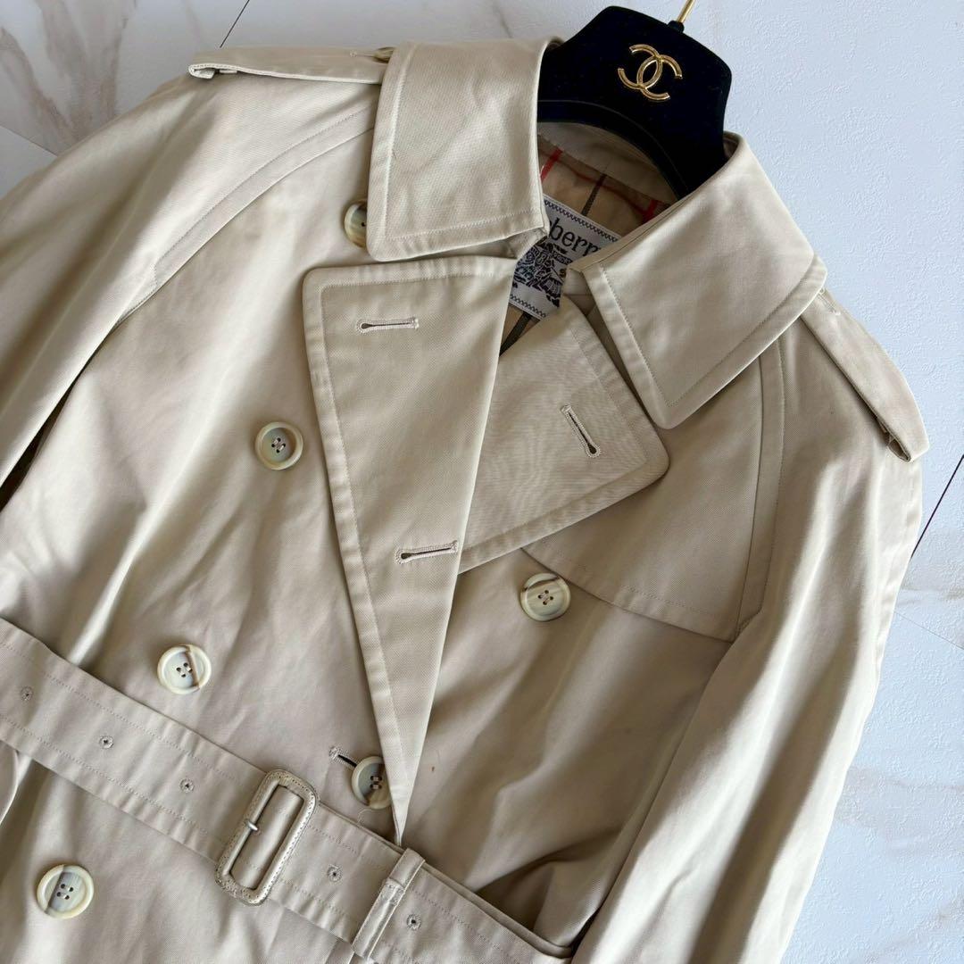 人気◆バーバリー ベルト付き トレンチ コート ホワイトベージュ M相当