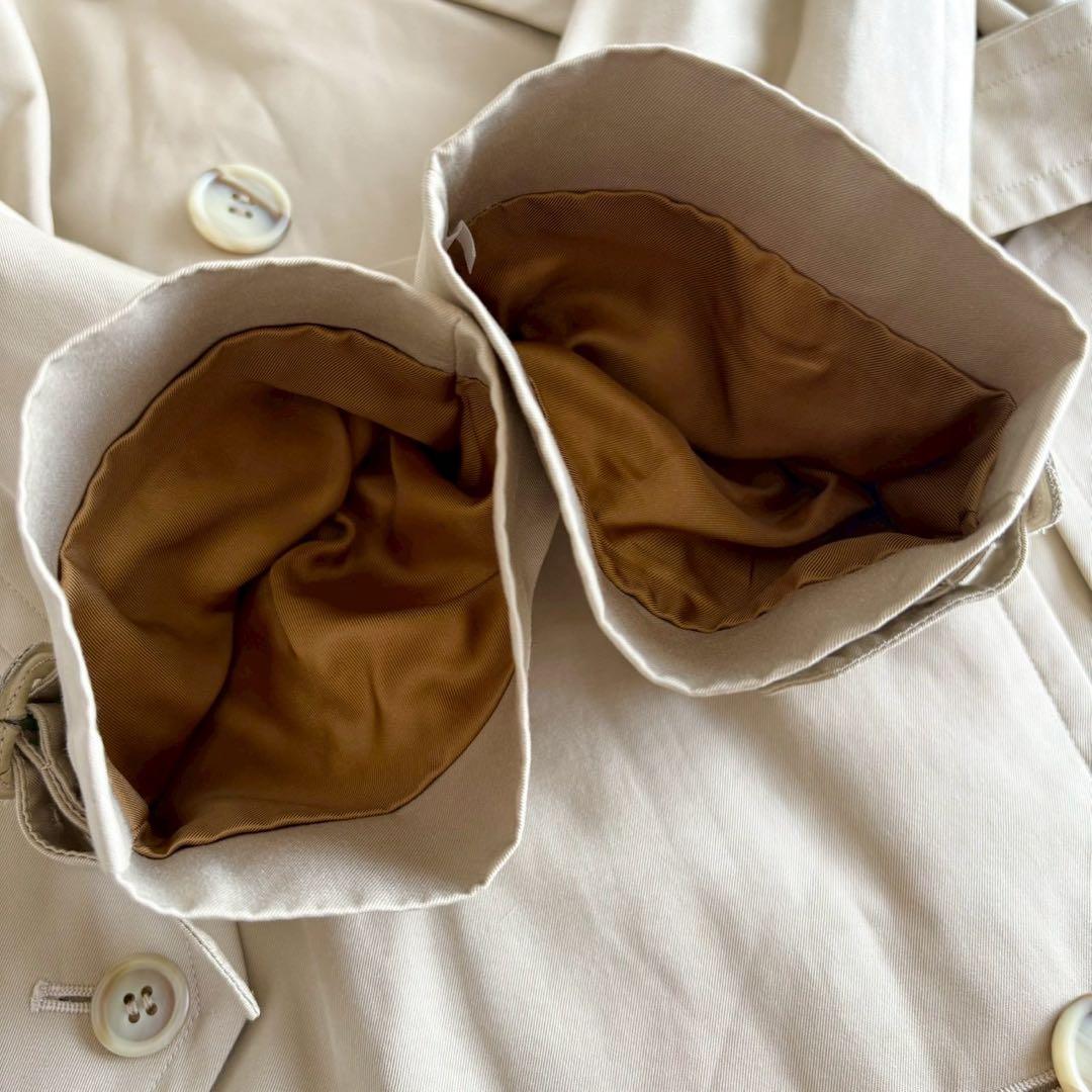 人気◆バーバリー ベルト付き トレンチ コート ホワイトベージュ M相当