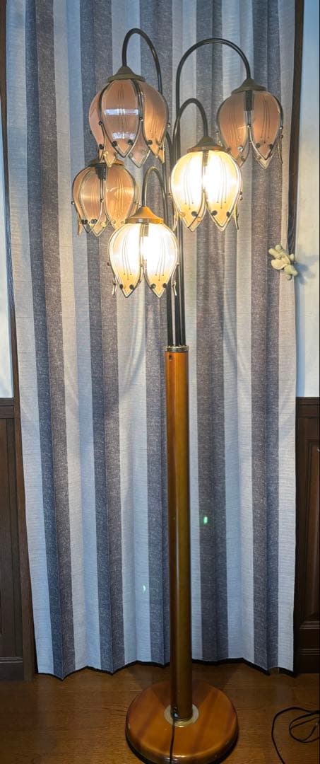 アンティークフロアスタンドライト 花 フラワー ビンテージ【中古/現状品】