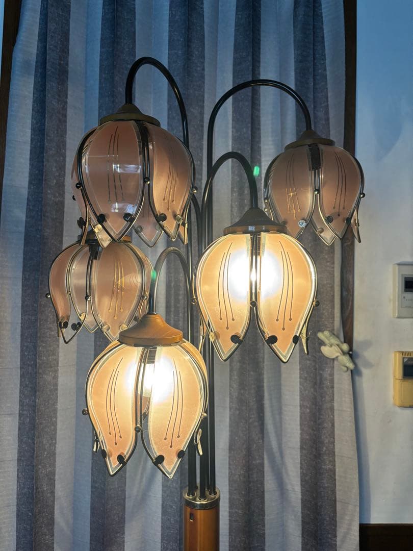 アンティークフロアスタンドライト 花 フラワー ビンテージ【中古/現状品】