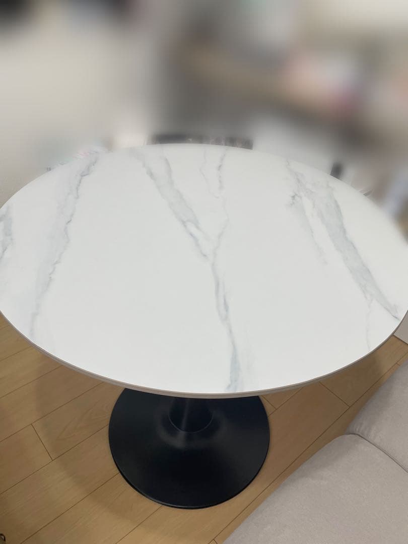 ダイニングテーブル 80cm 大理石調 白