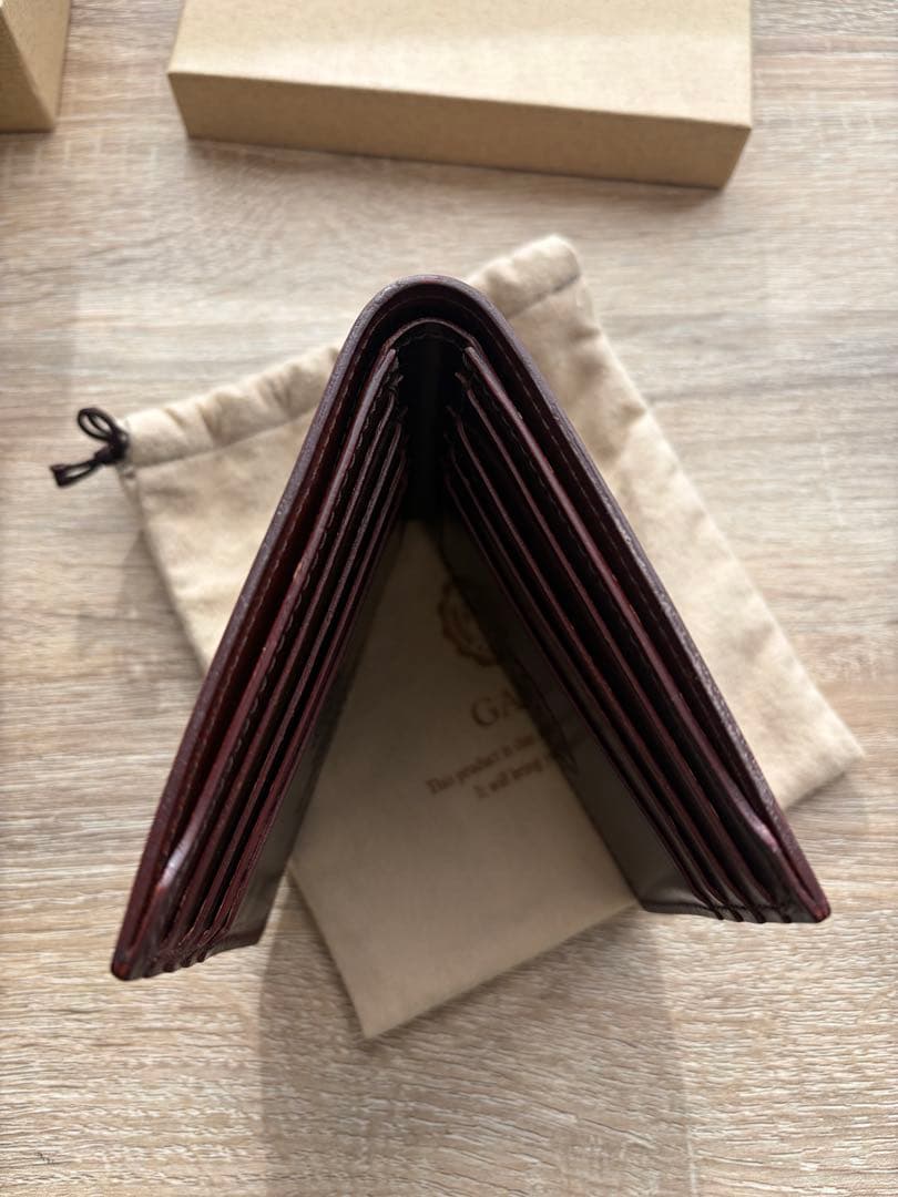GANZO 二つ折り財布 バーガンディ