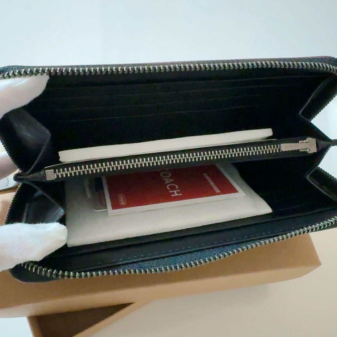 COACH 長財布　シグネクチャー柄　ラウンドファスナー　ブラック　未使用品