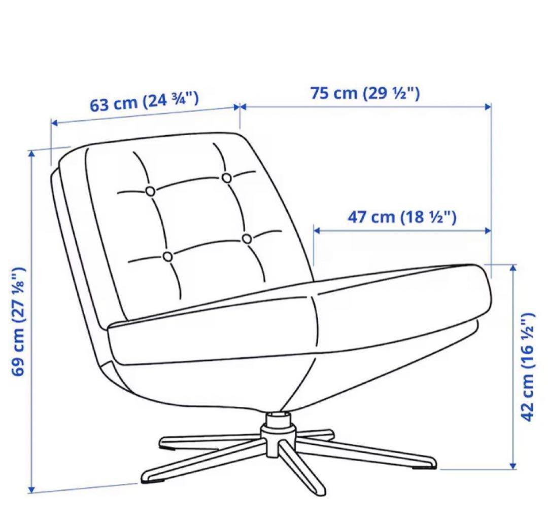 イケア　DYVLINGE 一人掛け回転パーソナルチェア ブラック