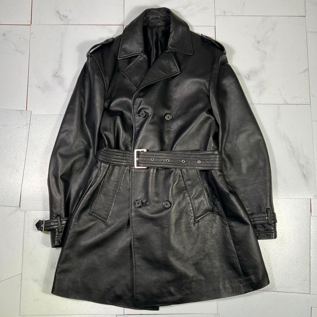 極美品 Licoriceリコリス レザーコート トレンチ ダブルブレスト 羊革