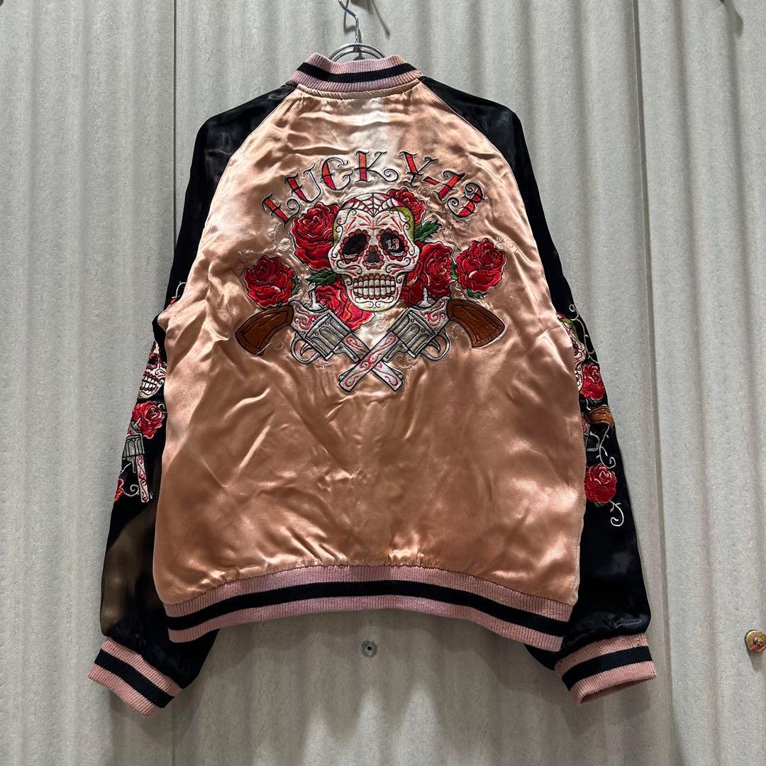 o*@様 古着 スカジャン LUCKY-13 ラッキー13 ドクロ 刺繍 Y2K