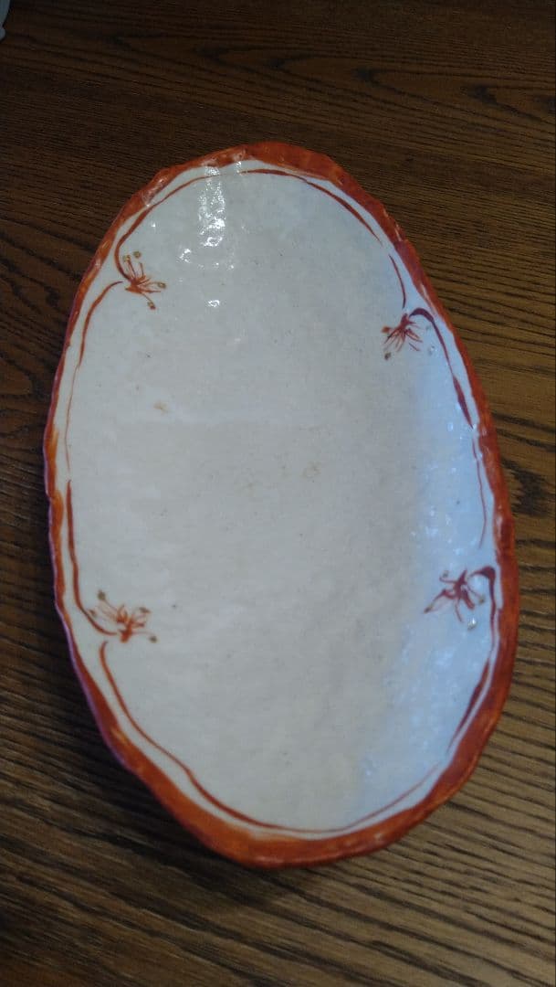 黒岩卓実氏 赤絵の楕円皿 (五客セット）