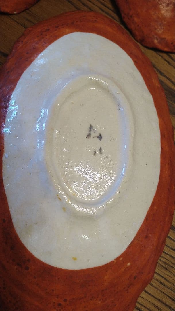 黒岩卓実氏 赤絵の楕円皿 (五客セット）