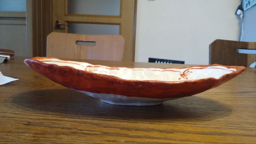 黒岩卓実氏 赤絵の楕円皿 (五客セット）