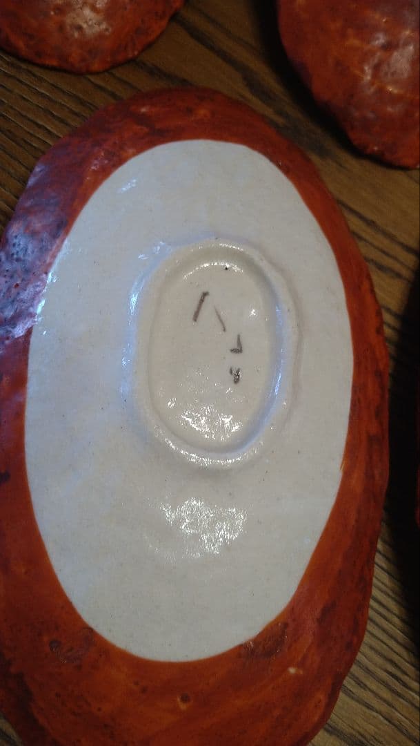 黒岩卓実氏 赤絵の楕円皿 (五客セット）