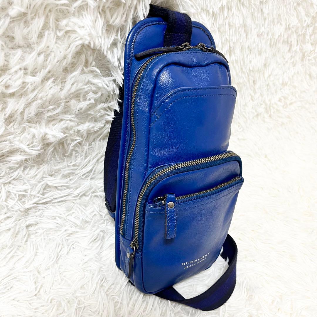 ✨希少✨BURBERRY メンズ ビジネス レザー ボディバッグ ロイヤルブルー