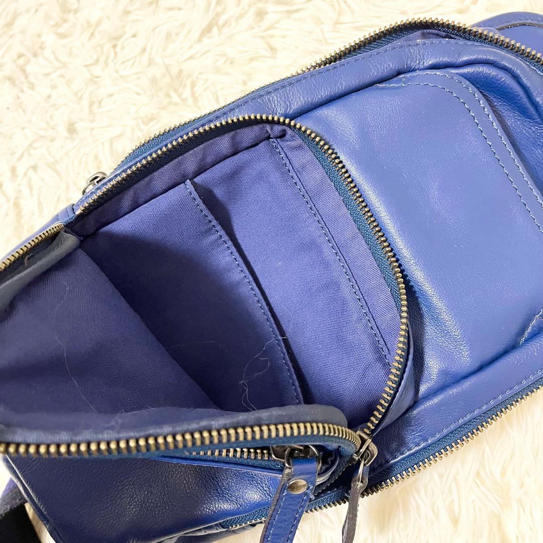 ✨希少✨BURBERRY メンズ ビジネス レザー ボディバッグ ロイヤルブルー