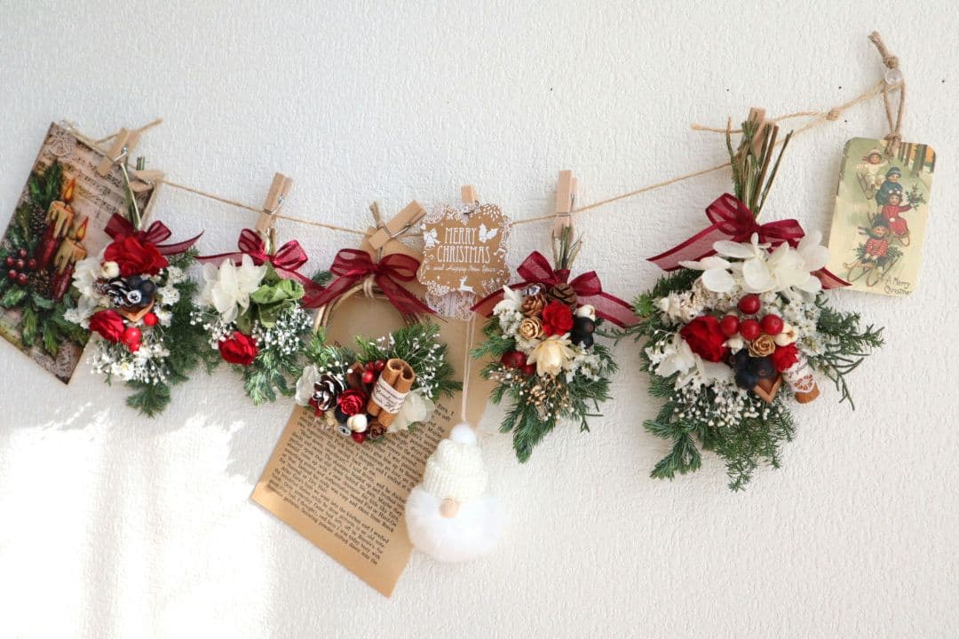 ドライフラワーꕤ︎︎Xmasガーランド・スワッグ&リースꕤ︎︎アンティーク