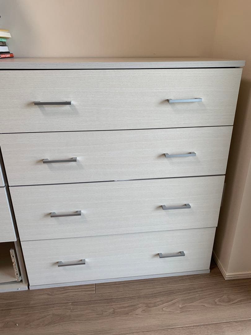 ホワイト木製チェスト 4段