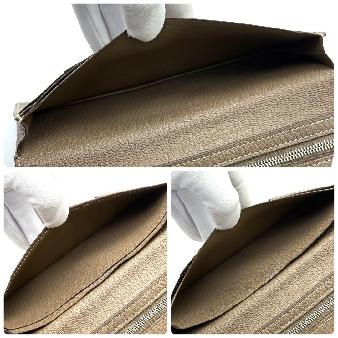 極上美品❣️エルメス べアンスフレ シェーブル 財布 ベージュ O77