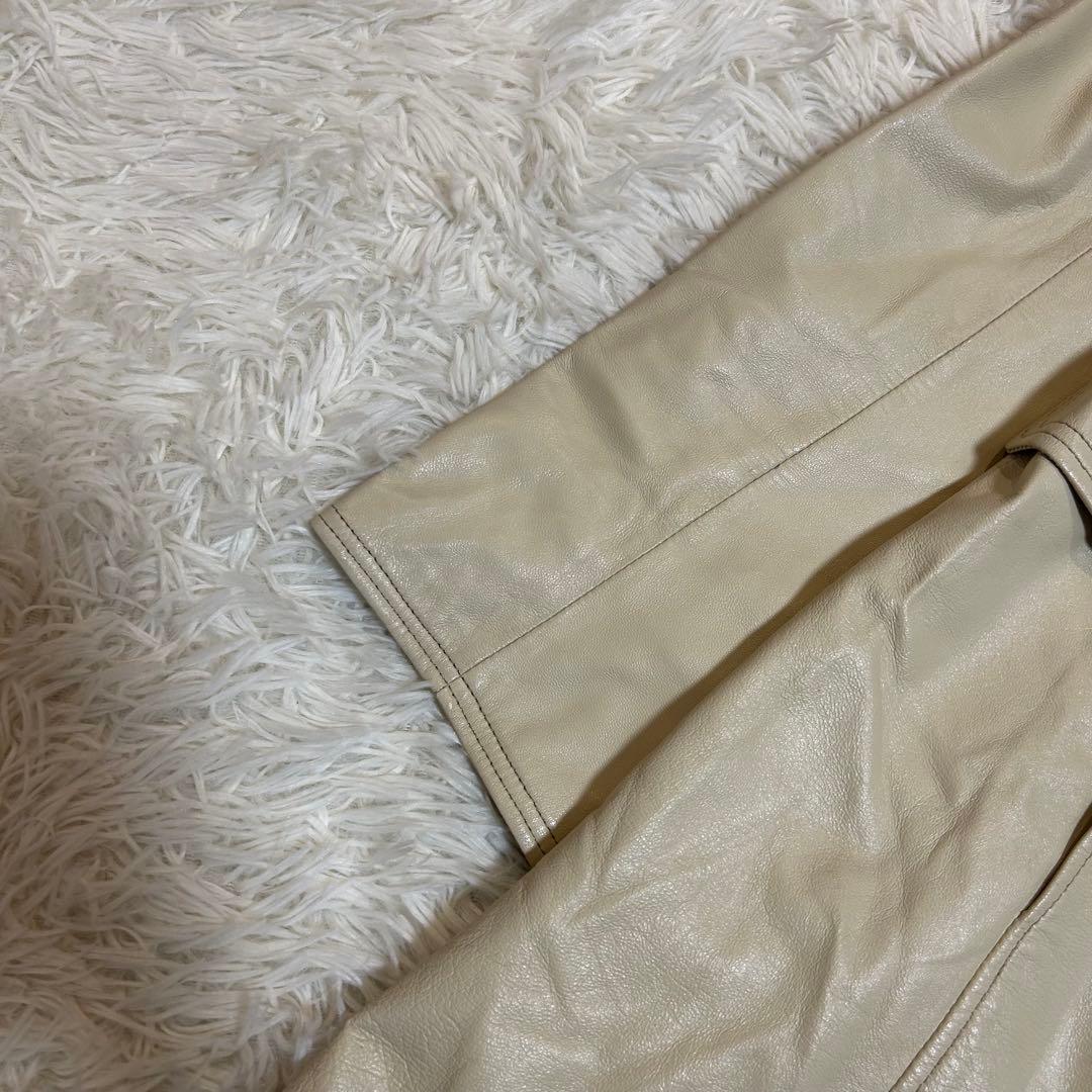 BALMAIN レザーコート アイボリー 11