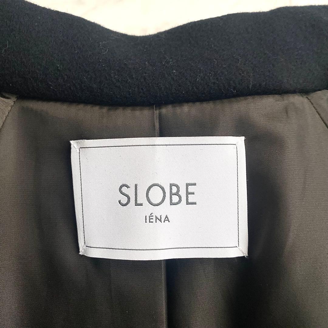 美品 スローブイエナ 襟付きラグランAラインコート super100ウール 黒