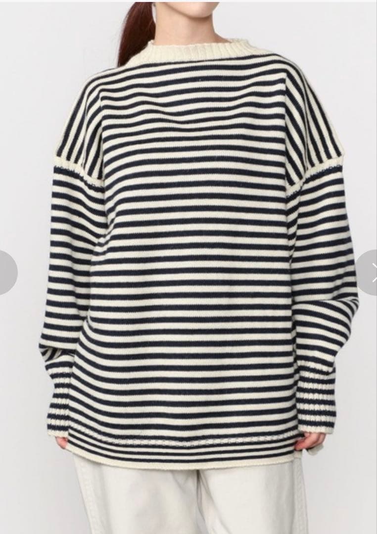 Le Tricoteur/トラディショナルウールガンジーセーター/50/ボーダー