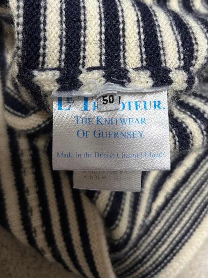 Le Tricoteur/トラディショナルウールガンジーセーター/50/ボーダー