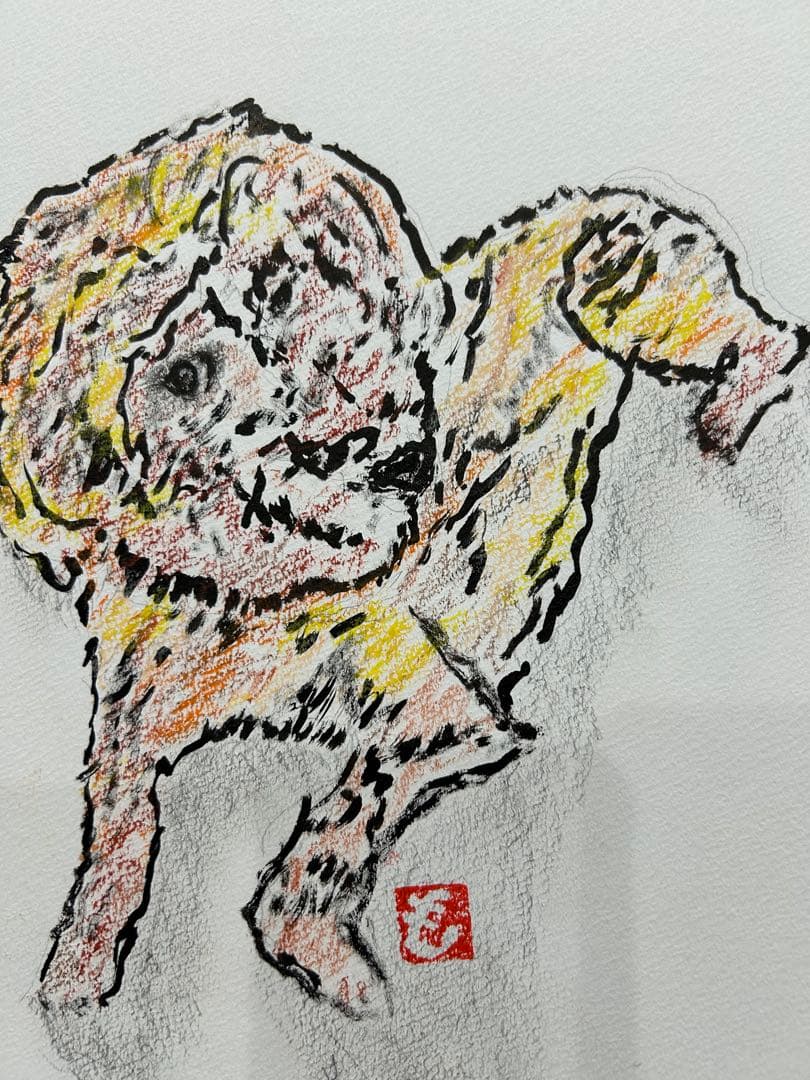犬の抽象画 パステル画