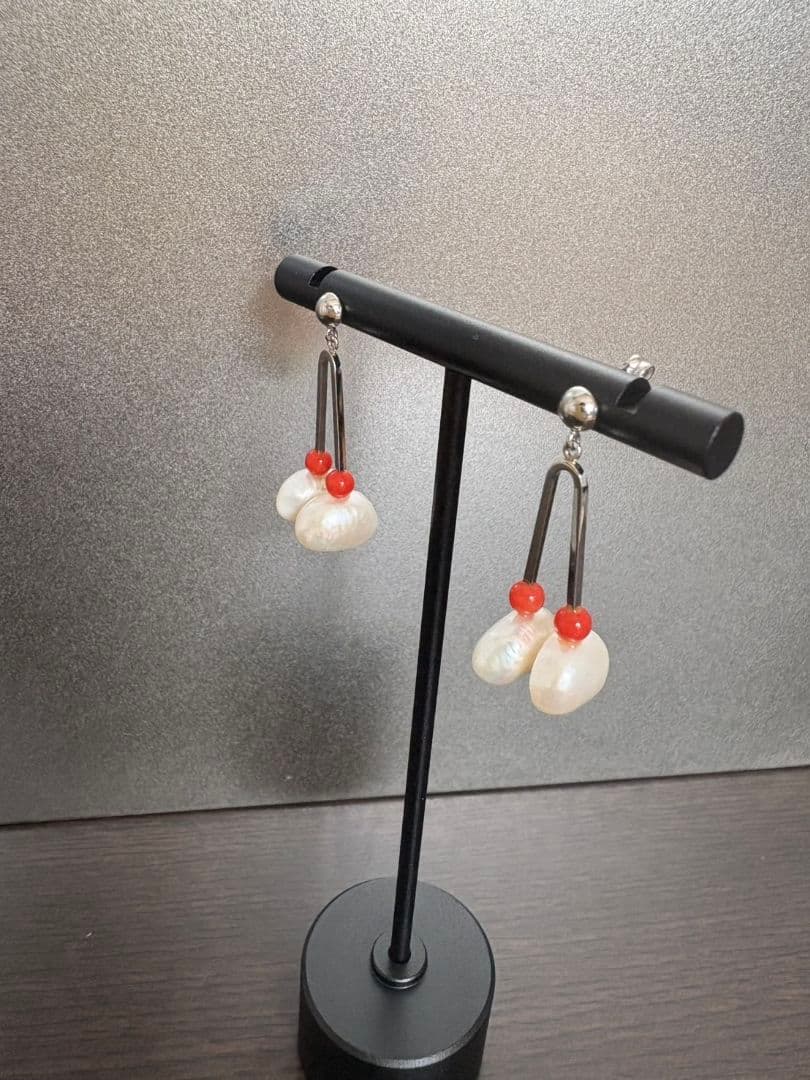 Pt900 パールサンゴ　ピアス