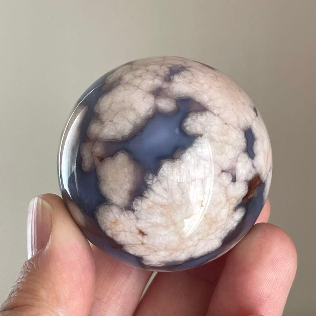 ブルー桜瑪瑙 スフィア 天然石 置物